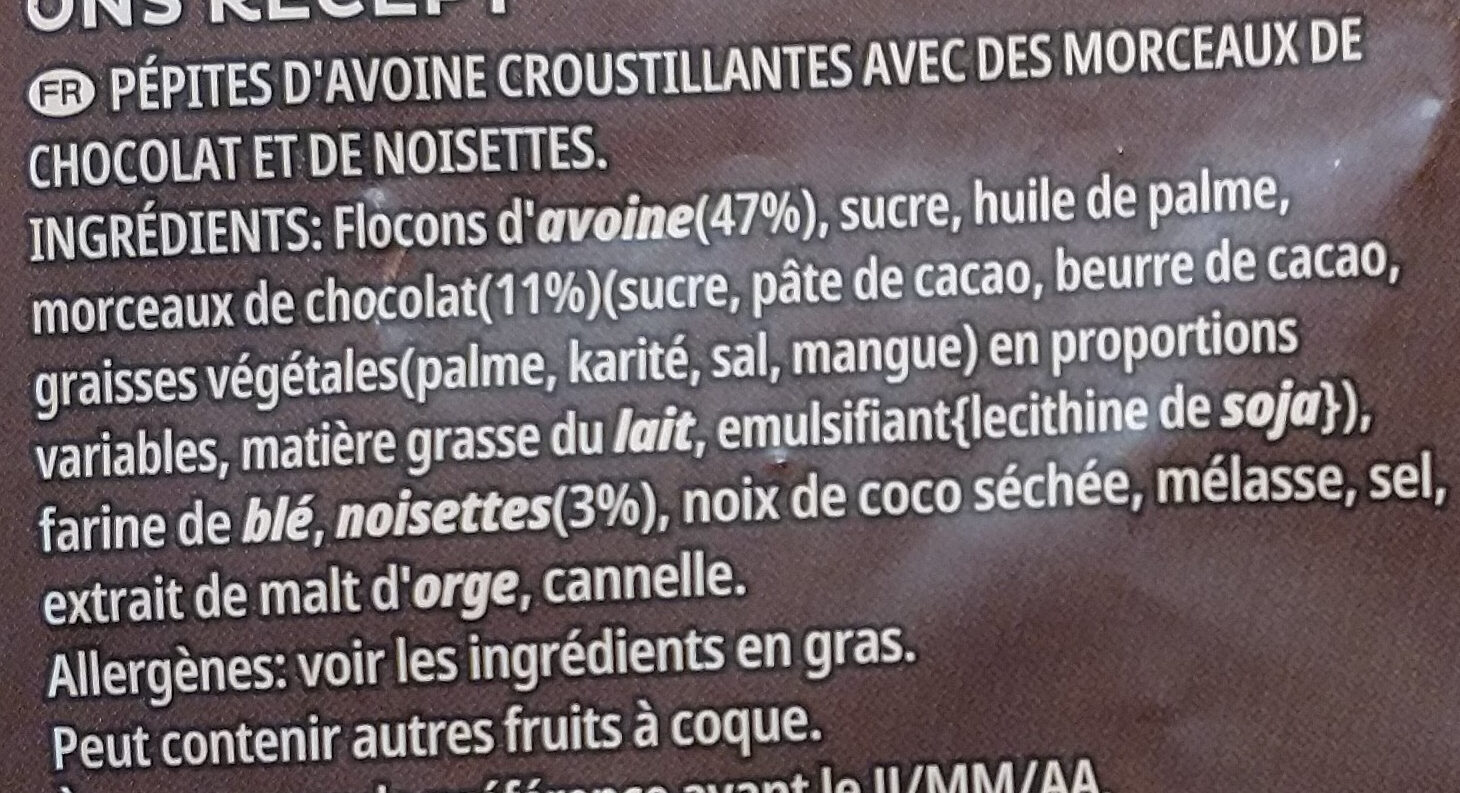 Céréales Extra Pepites Kellogg's Chocolat Noisettes - Ingrédients - fr