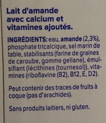 Alpro almond milk - Ingrédients - fr